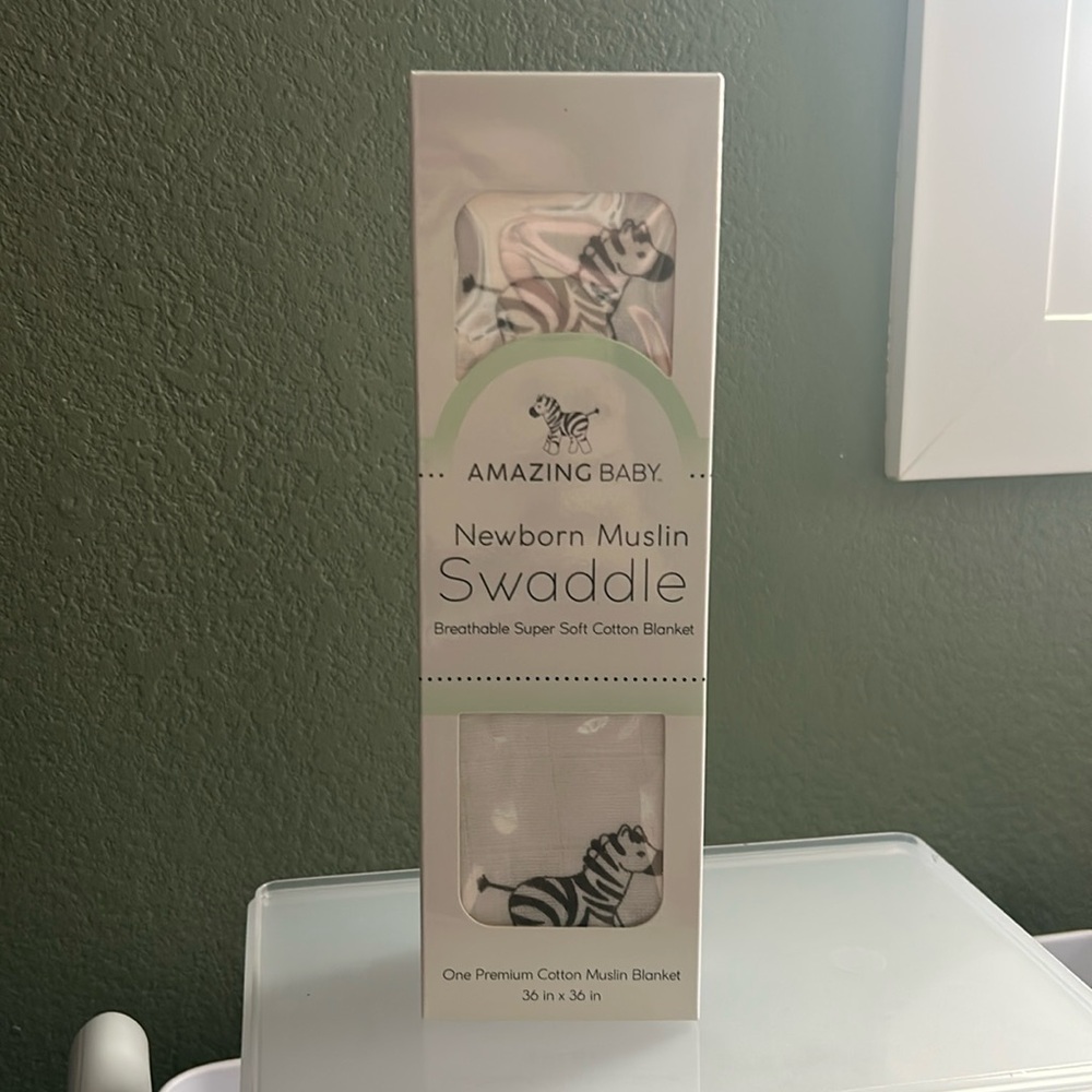 Amazing Baby‎ Muslin Swaddle Blanket Newborn Super Soft Breathable Zebra 36x36